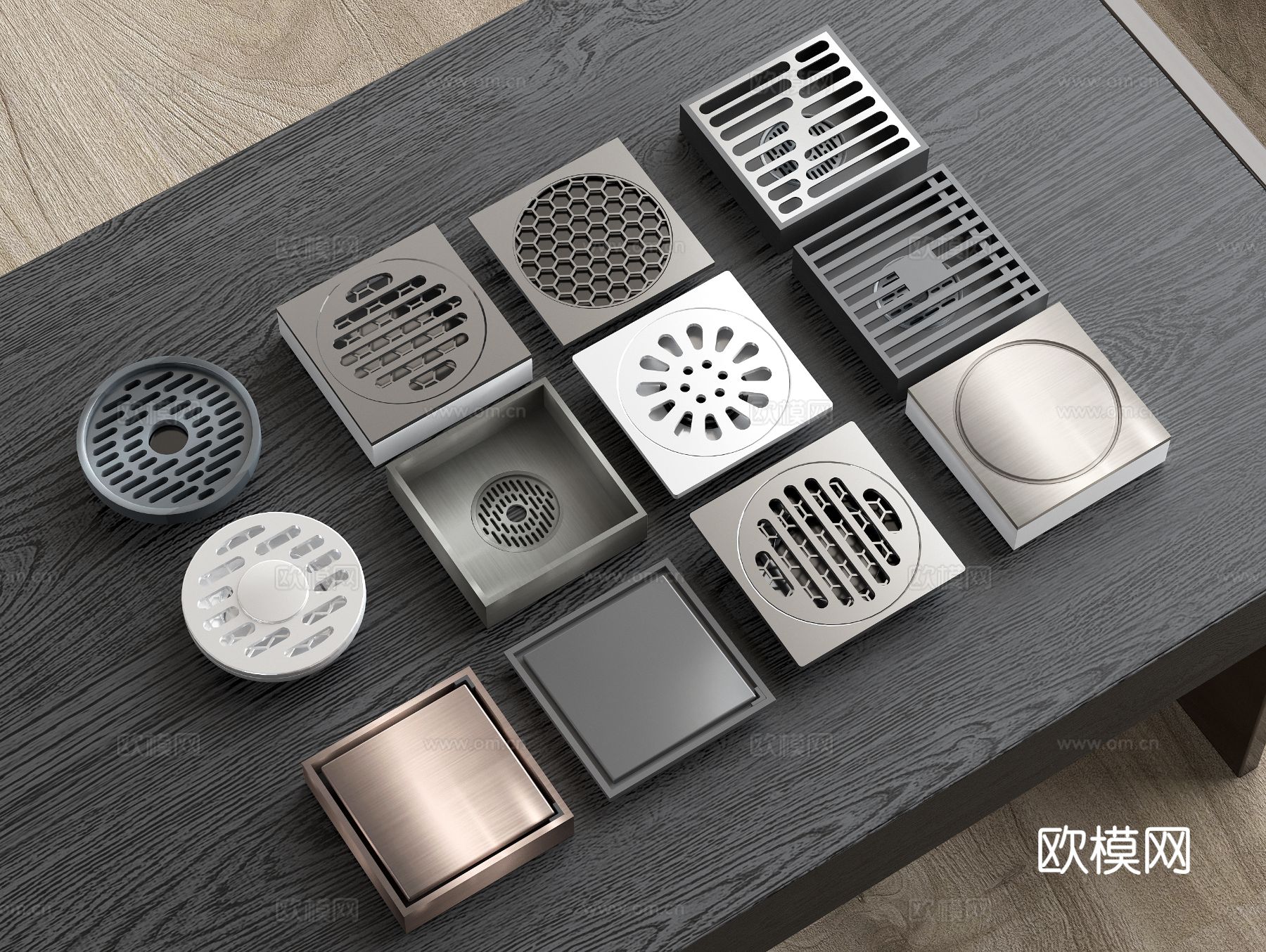 不锈钢地漏 排水槽 排水口3d模型下载