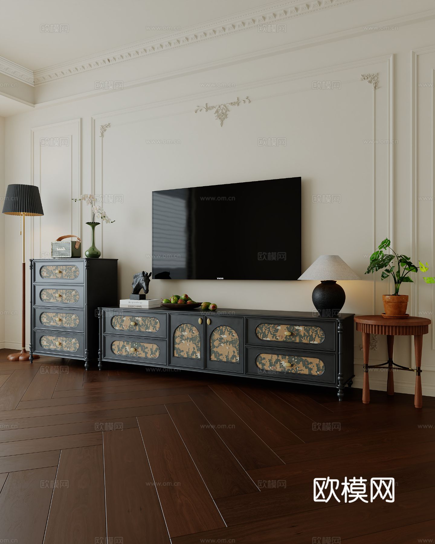 中古风电视柜3d模型下载