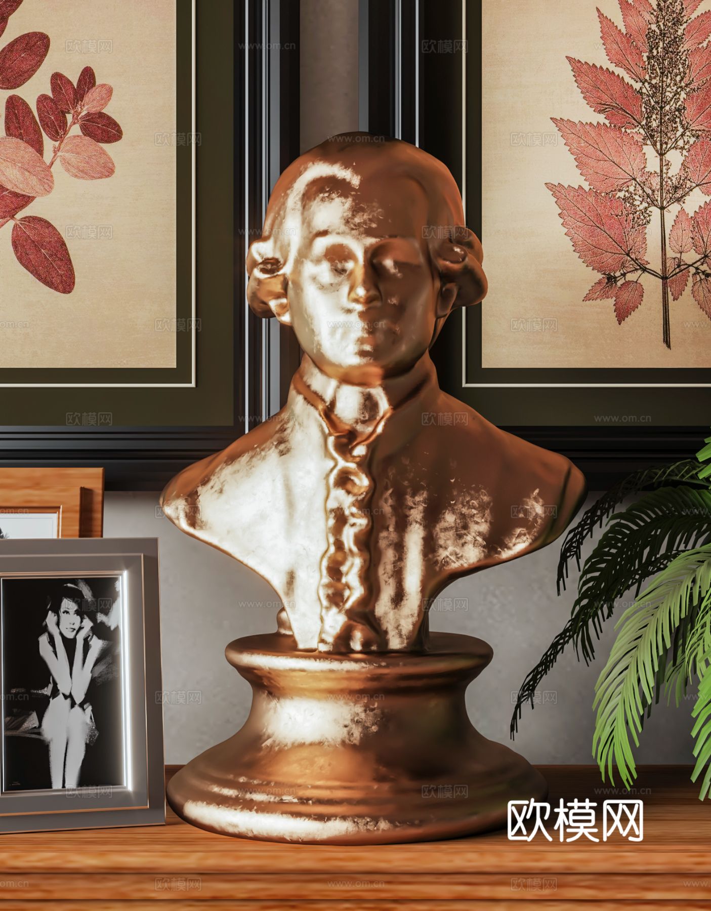 欧式莫扎特雕塑3d模型下载