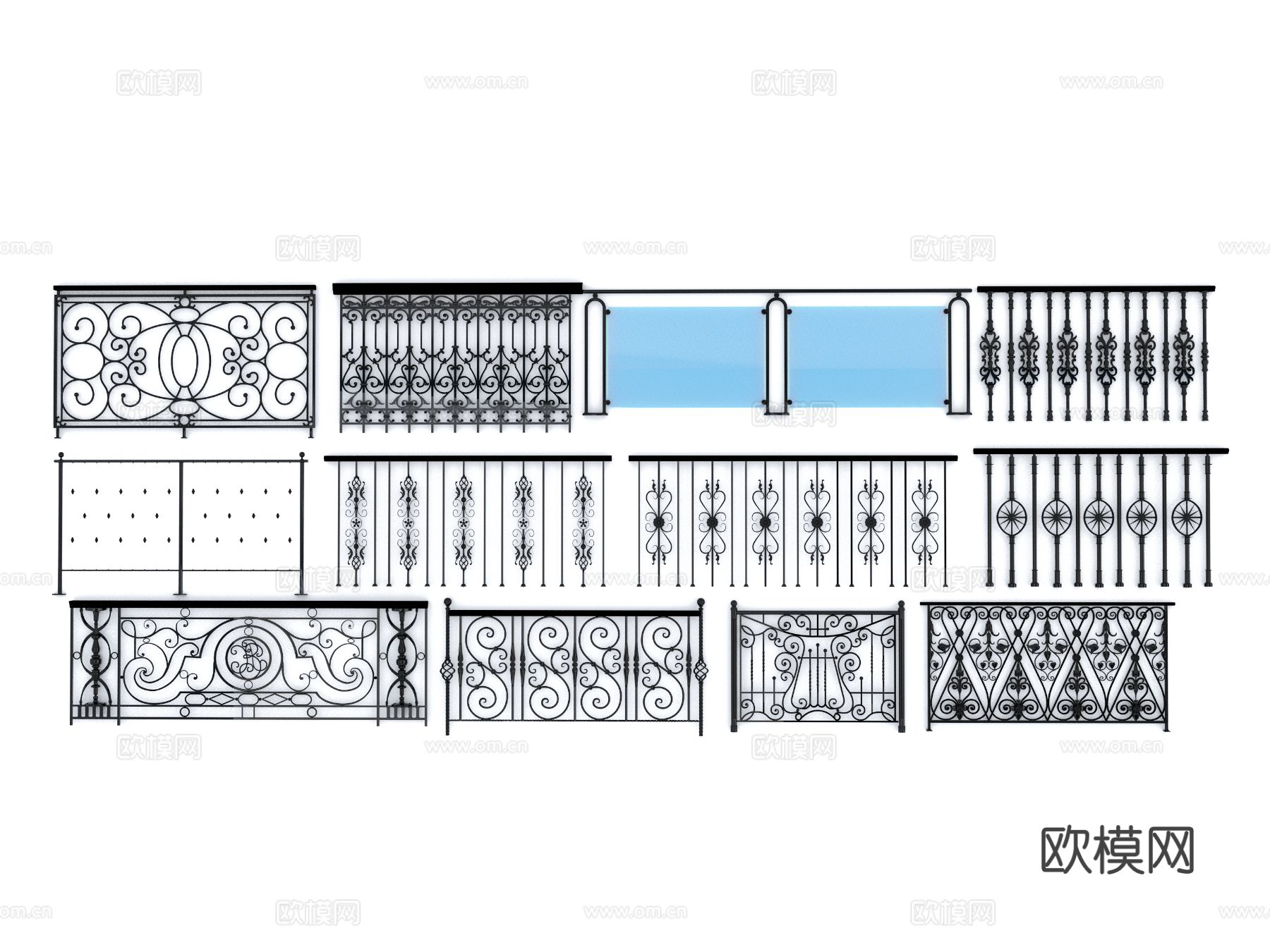 欧式栏杆 围栏 护栏 栏河3d模型