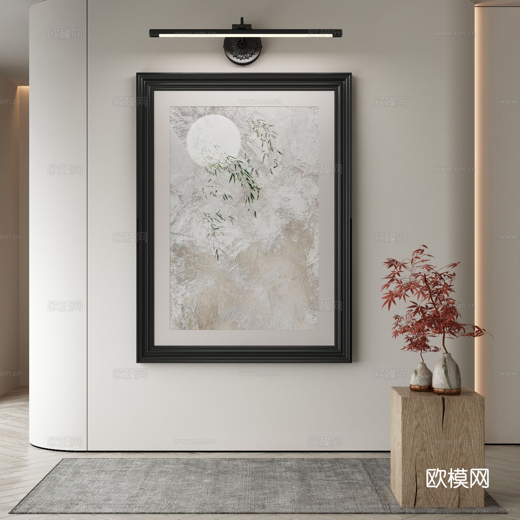 新中式艺术画 装饰画3d模型