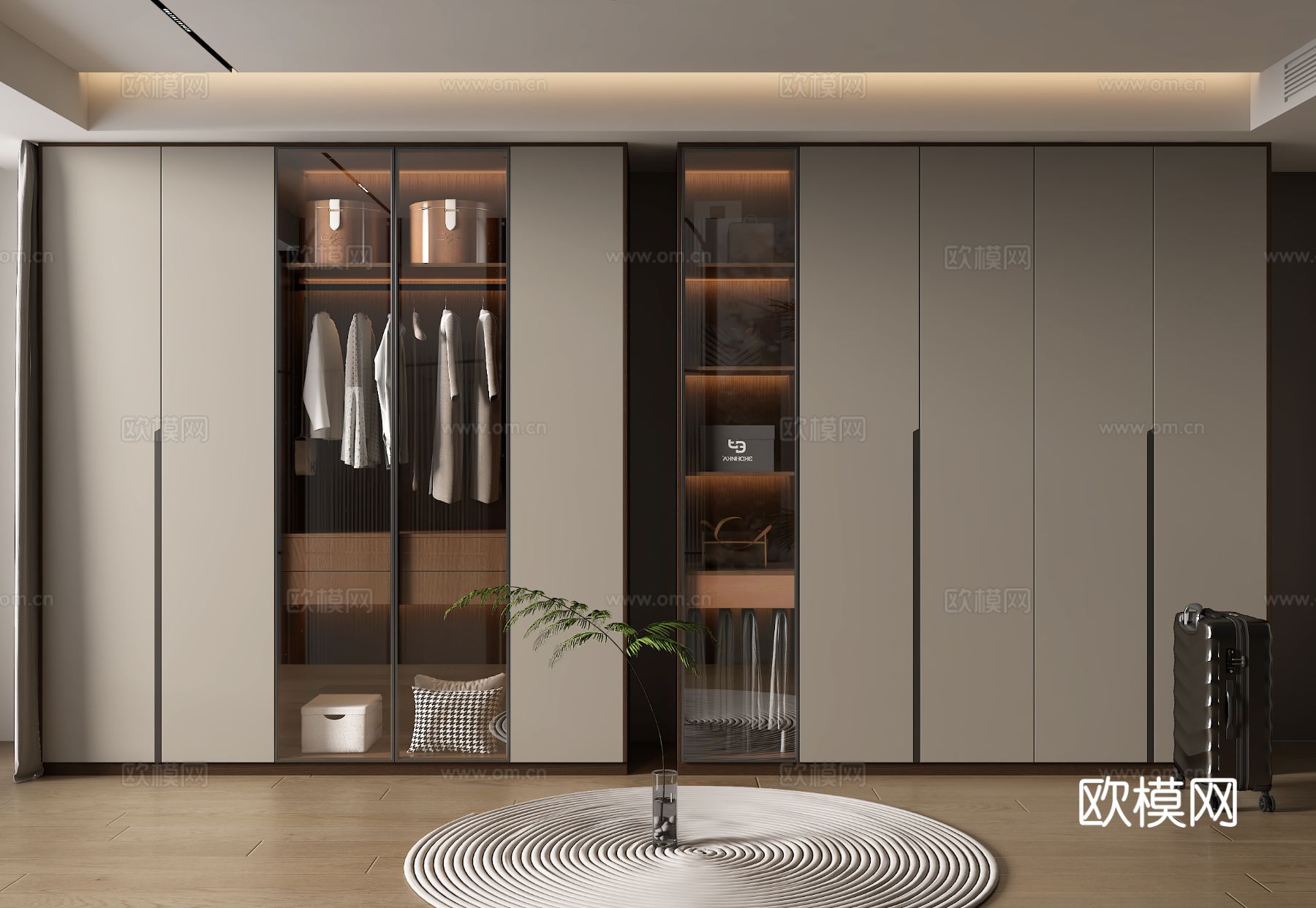 现代衣柜3d模型下载