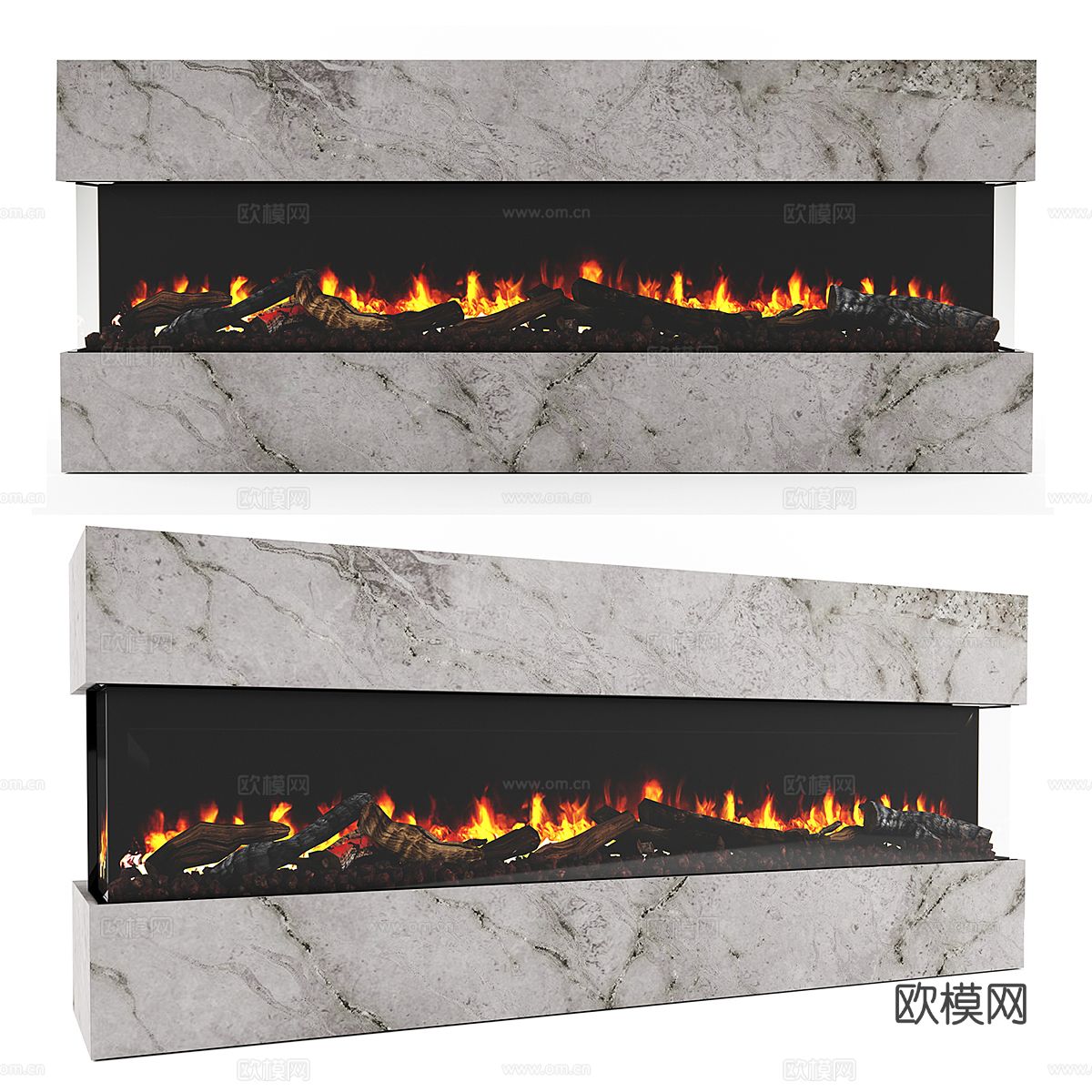 大理石壁炉 火焰3d模型下载