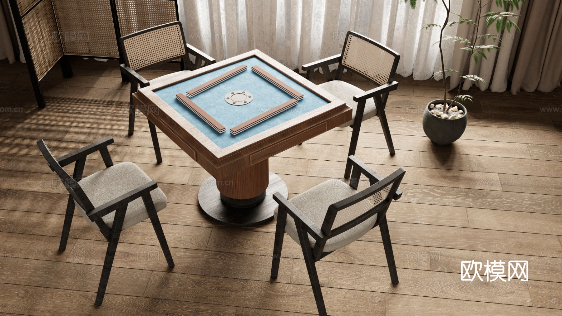 侘寂麻将桌3d模型下载