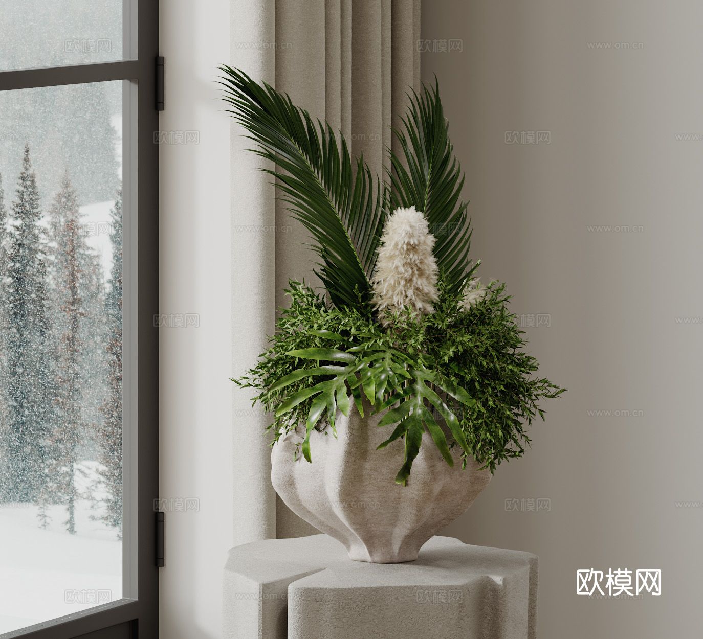 植物盆景 绿植 花盆3d模型