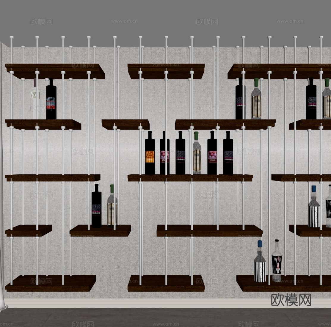 现代酒架 酒瓶su模型