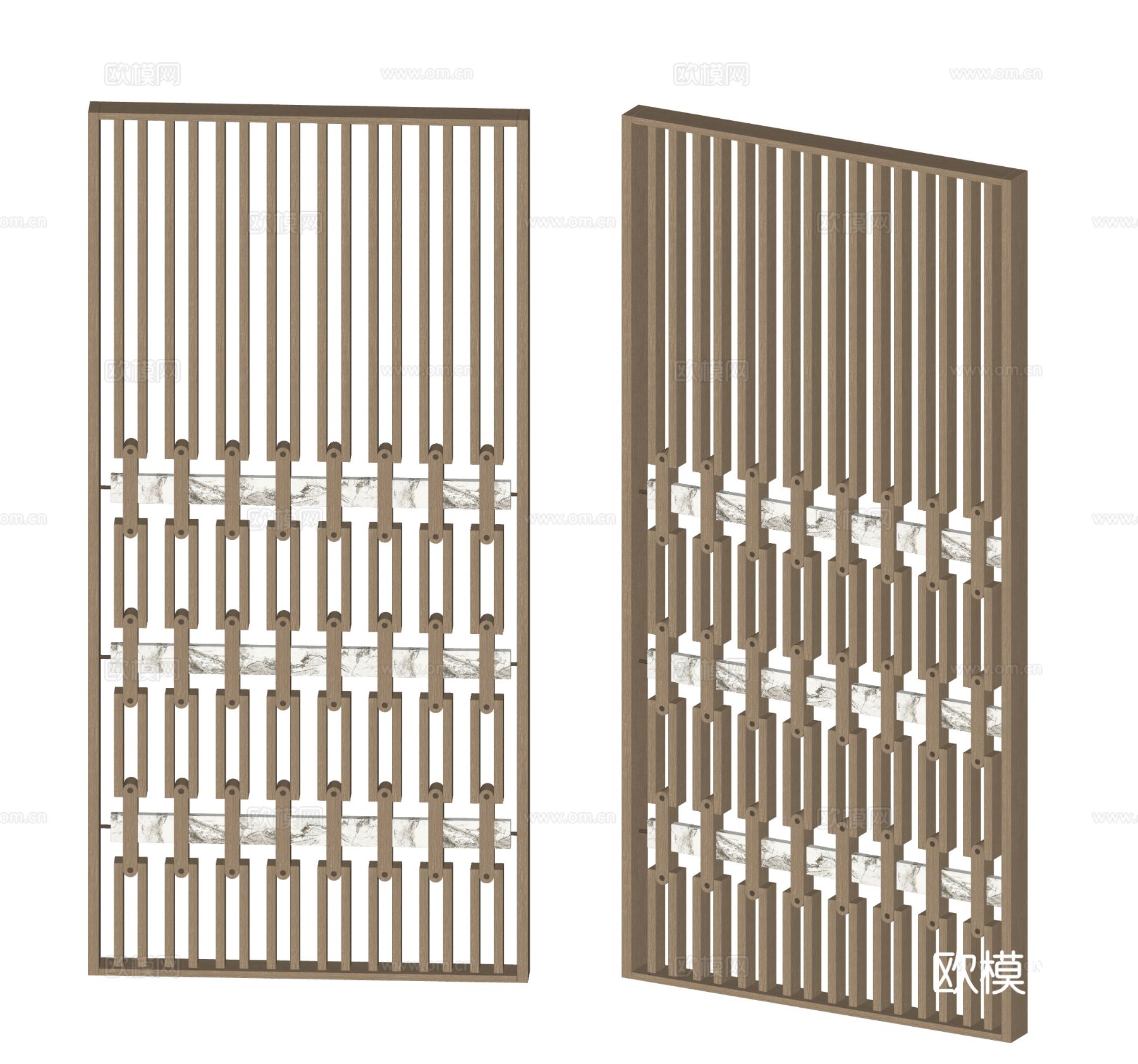 现代屏风隔断 木质隔断 屏风su模型