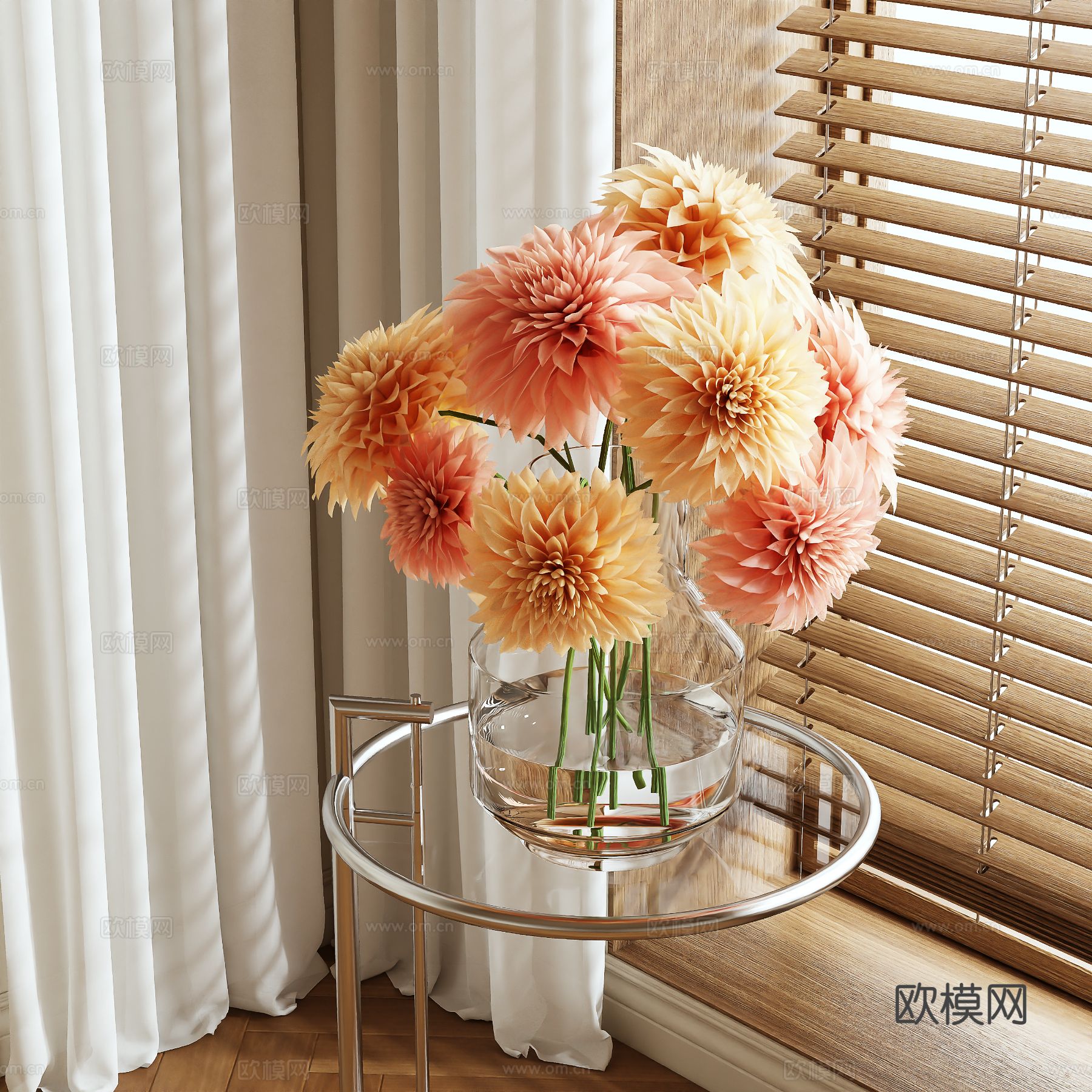 花瓶 花艺 鲜花 插花3d模型下载