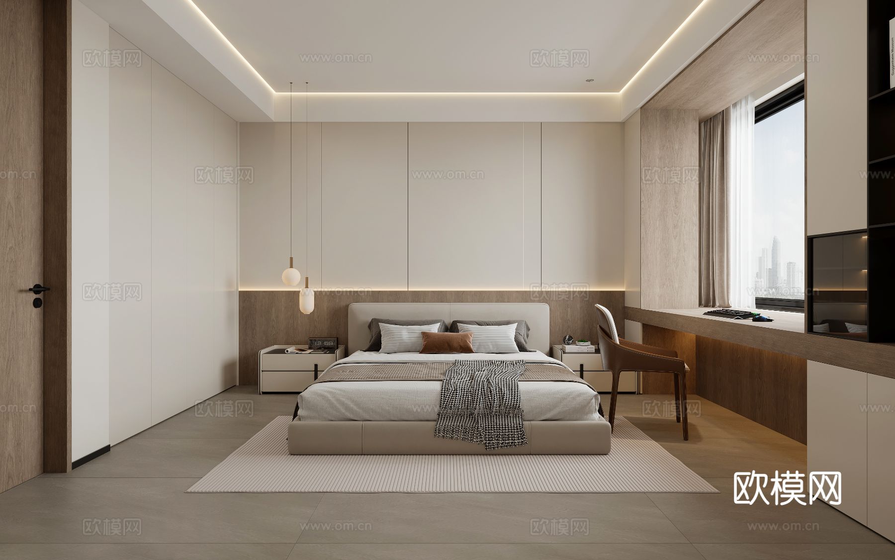 现代卧室 主卧3d模型下载