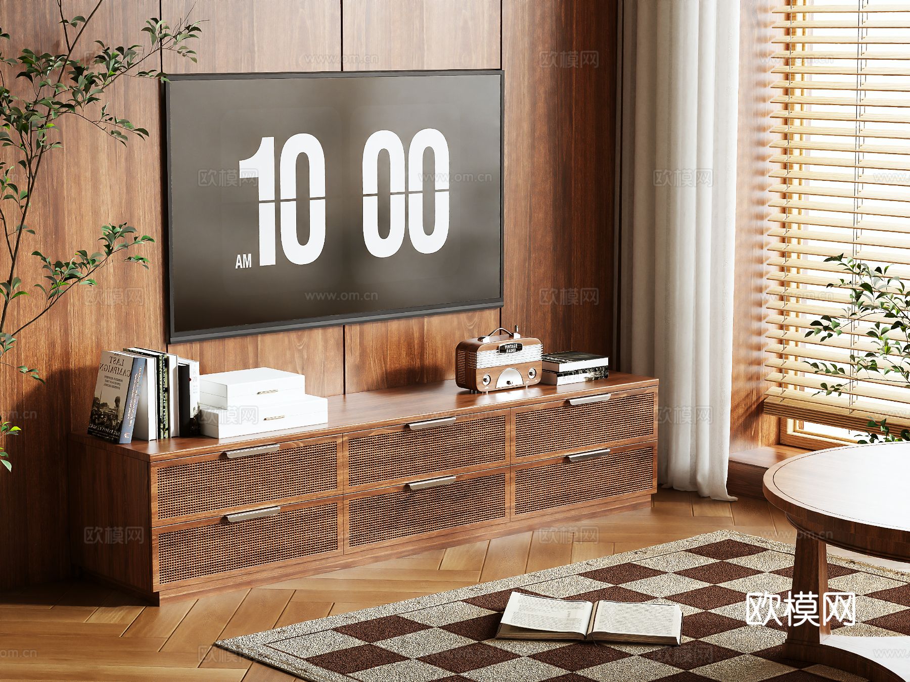 侘寂电视柜3d模型下载