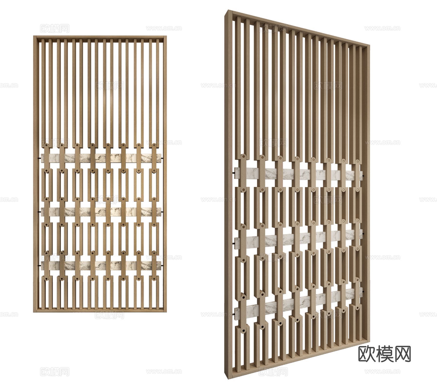 现代屏风隔断 木质隔断 屏风su模型