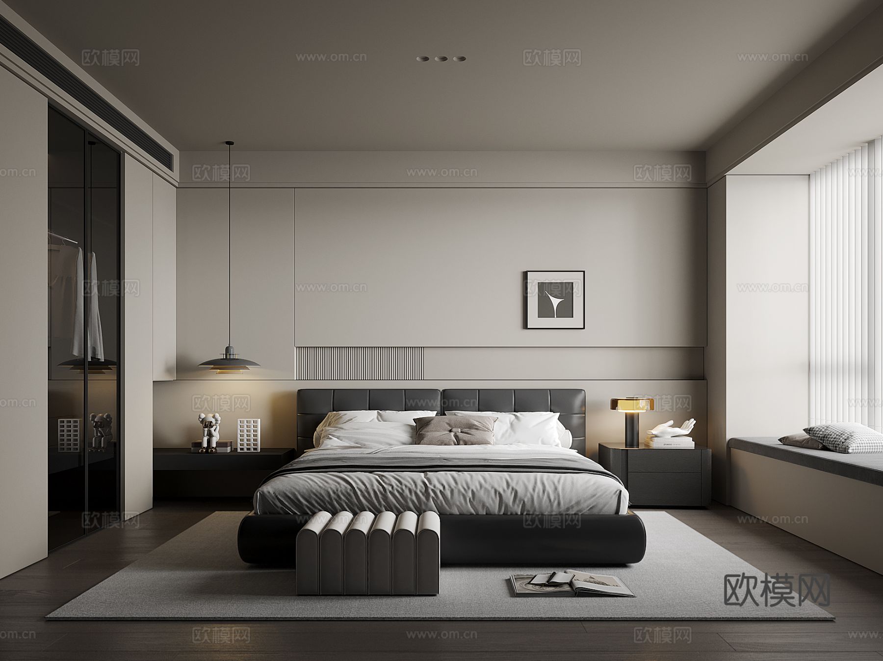 意式卧室 主卧su模型下载（渲染图2）