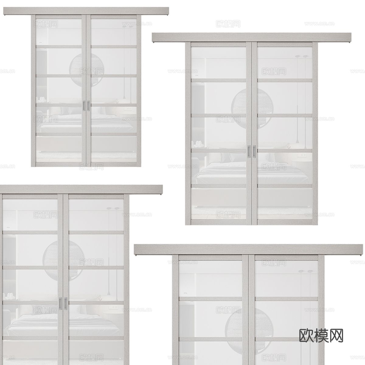 推拉门 玻璃门 格栅门3d模型