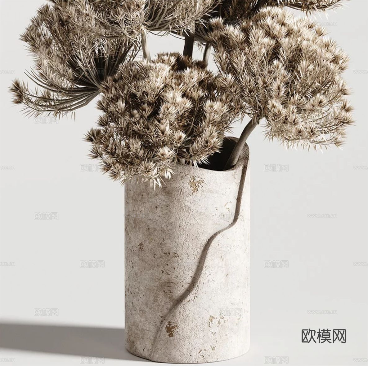 侘寂花瓶 花艺 插花 干花3d模型