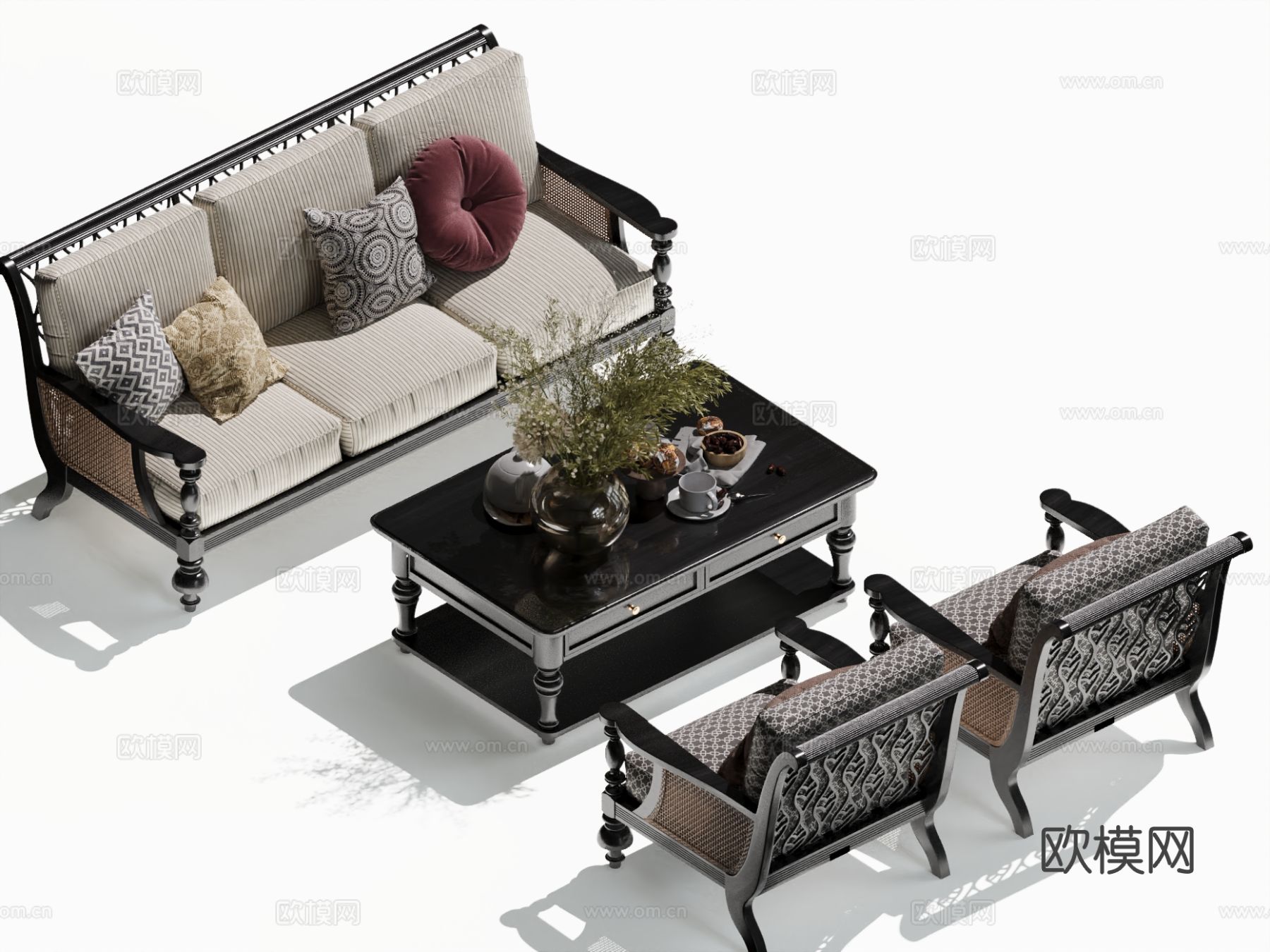 简欧组合沙发3d模型下载