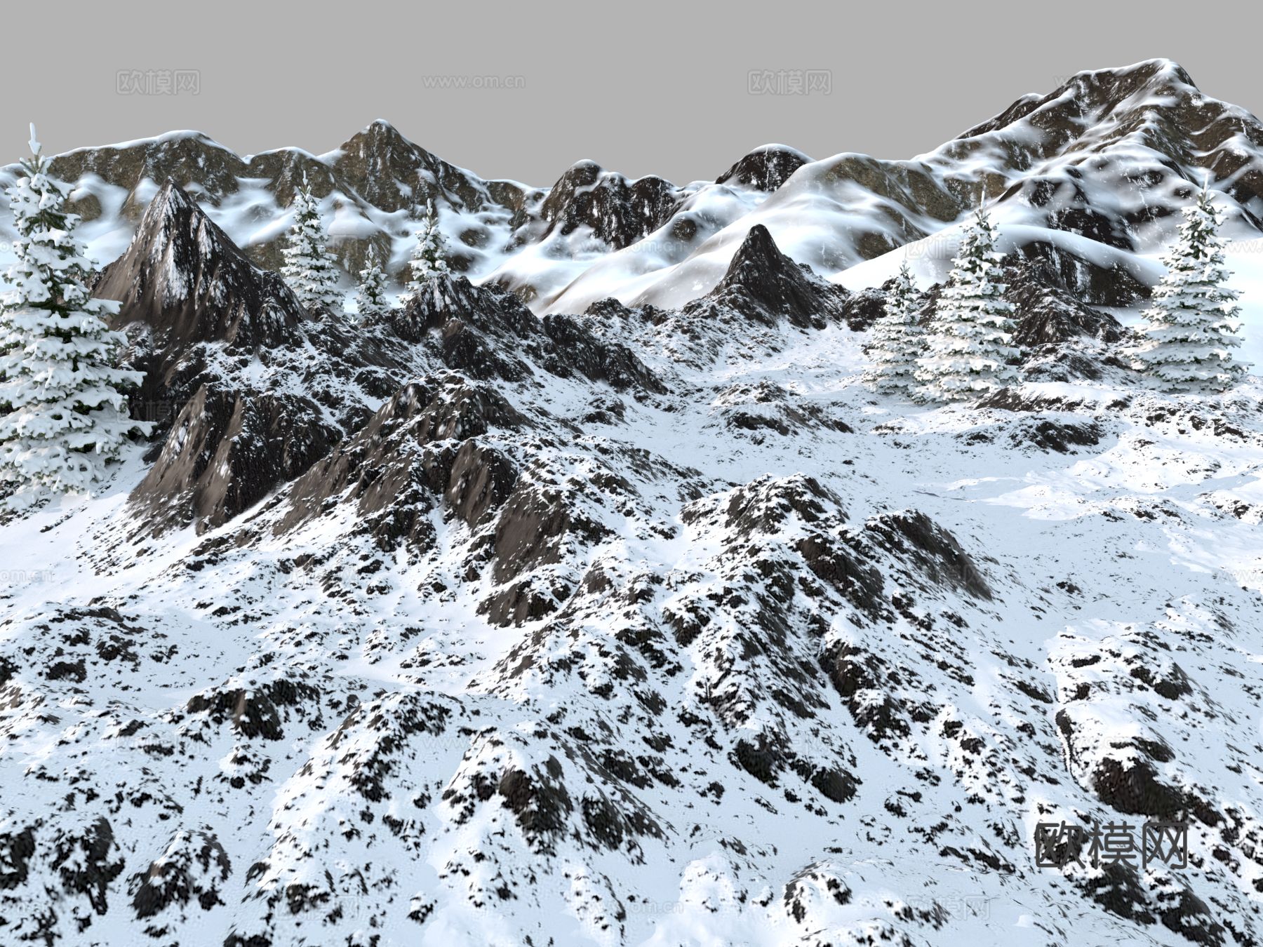 现代群山 山脉 雪山3d模型