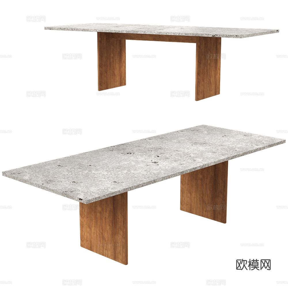 意式极简餐桌 长方形餐桌3d模型下载