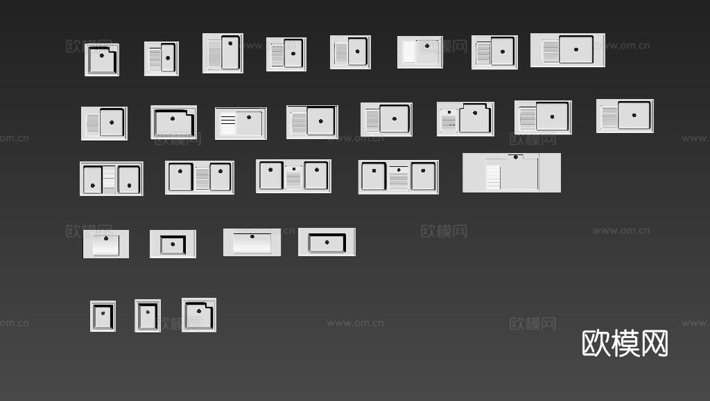 阳台柜 各尺寸台盆 平盆带搓衣板3d模型