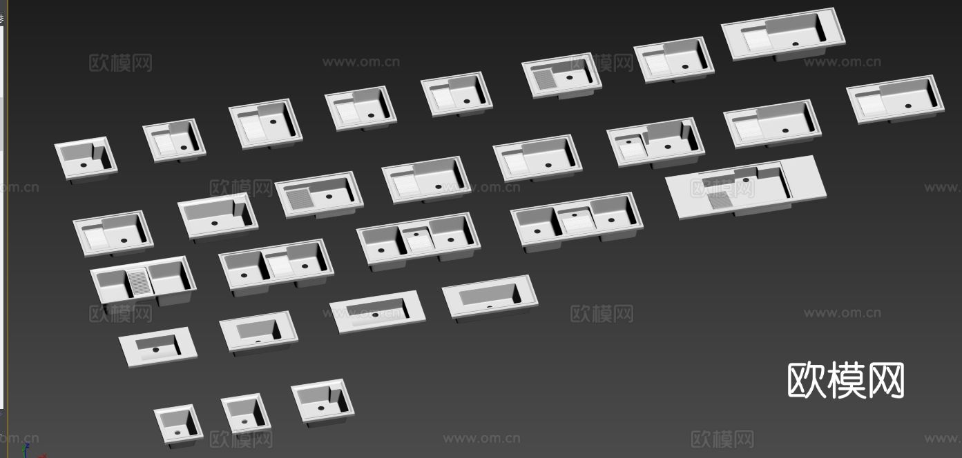 阳台柜 各尺寸台盆 平盆带搓衣板3d模型