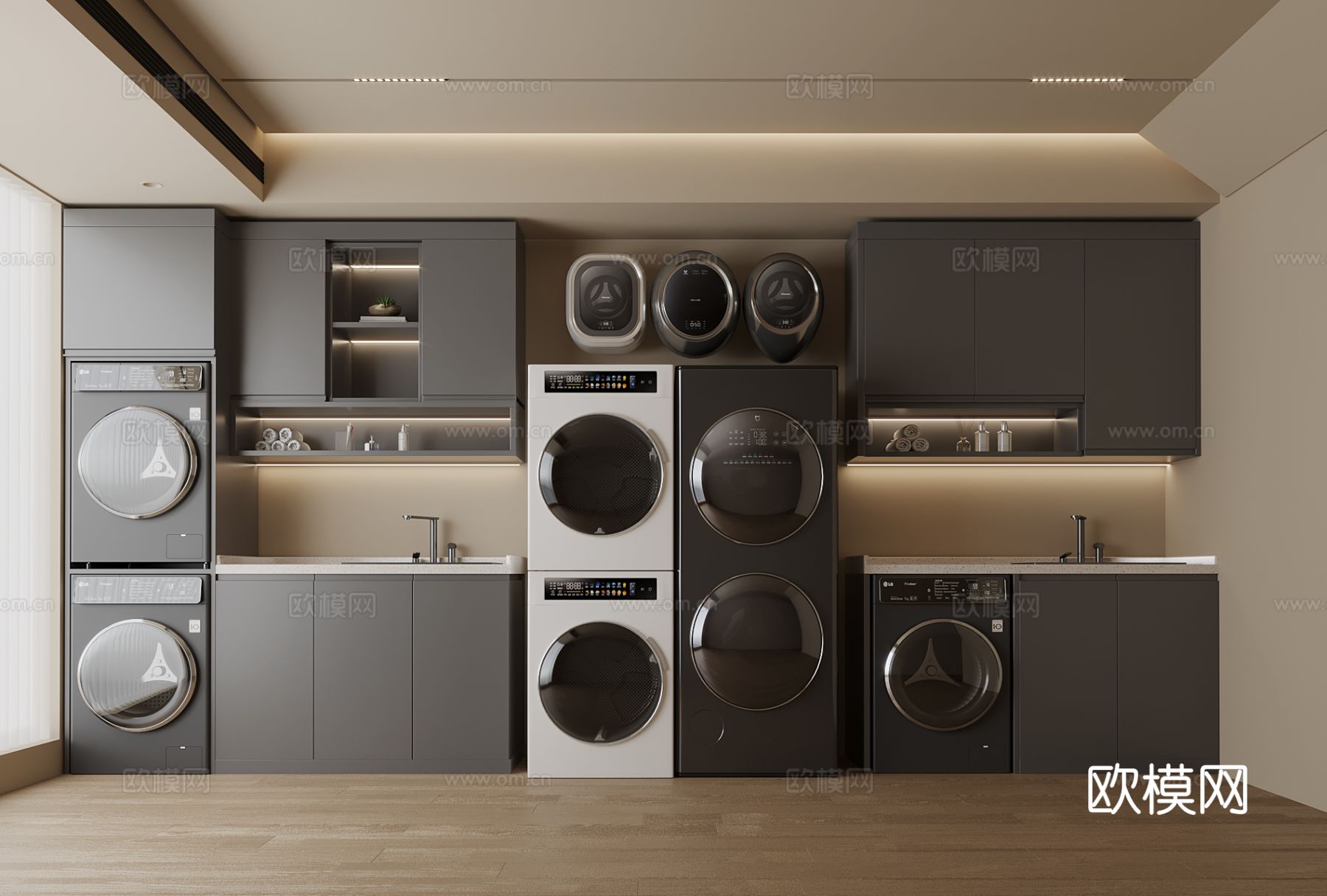 现代洗衣机柜 阳台柜3d模型下载
