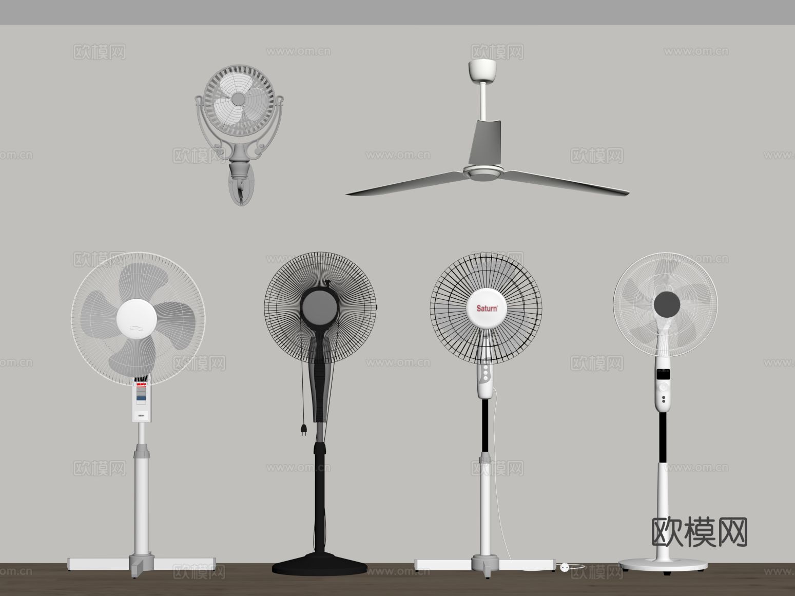 电风扇 壁挂电风扇 吊顶风扇su模型