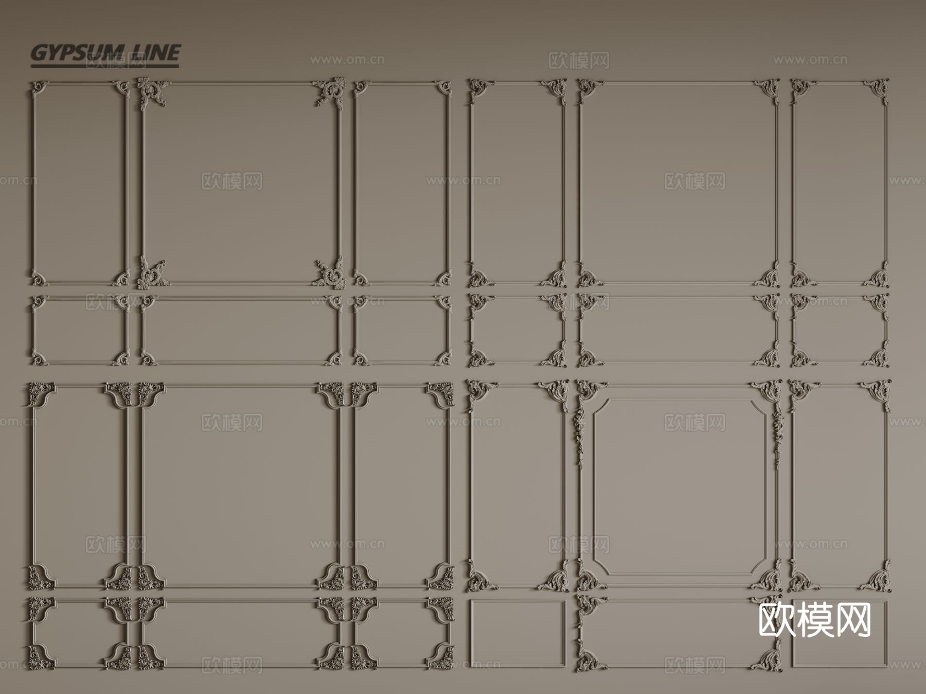 法式线条 石膏线 PU线条 墙裙3d模型
