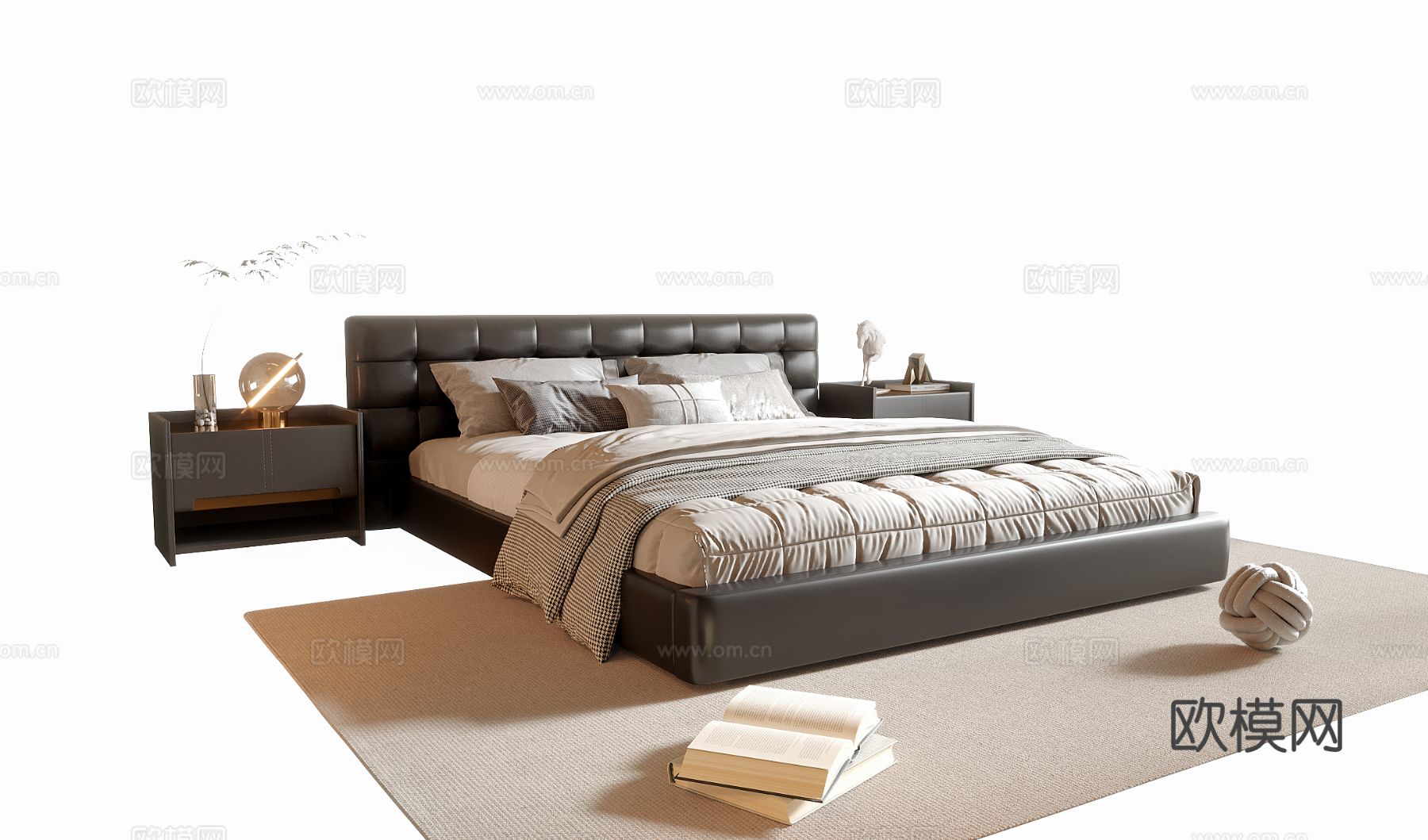 意式双人床3d模型下载