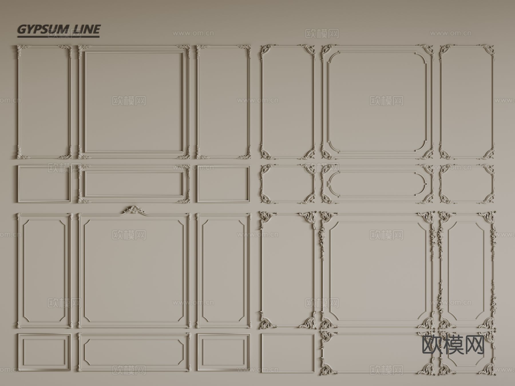 法式线条 石膏线 PU线条 墙裙3d模型