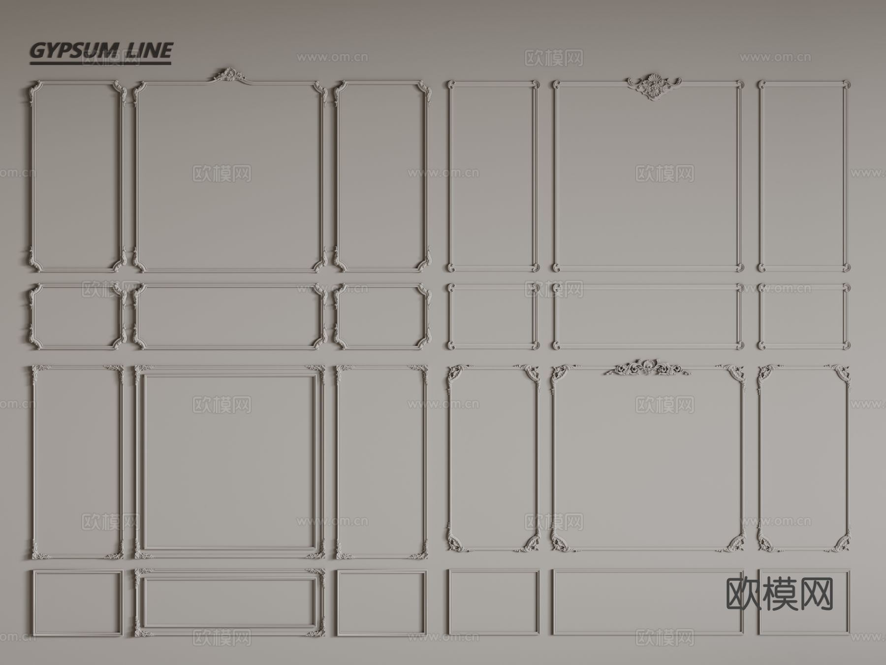 法式线条 石膏线 PU线条 墙裙3d模型