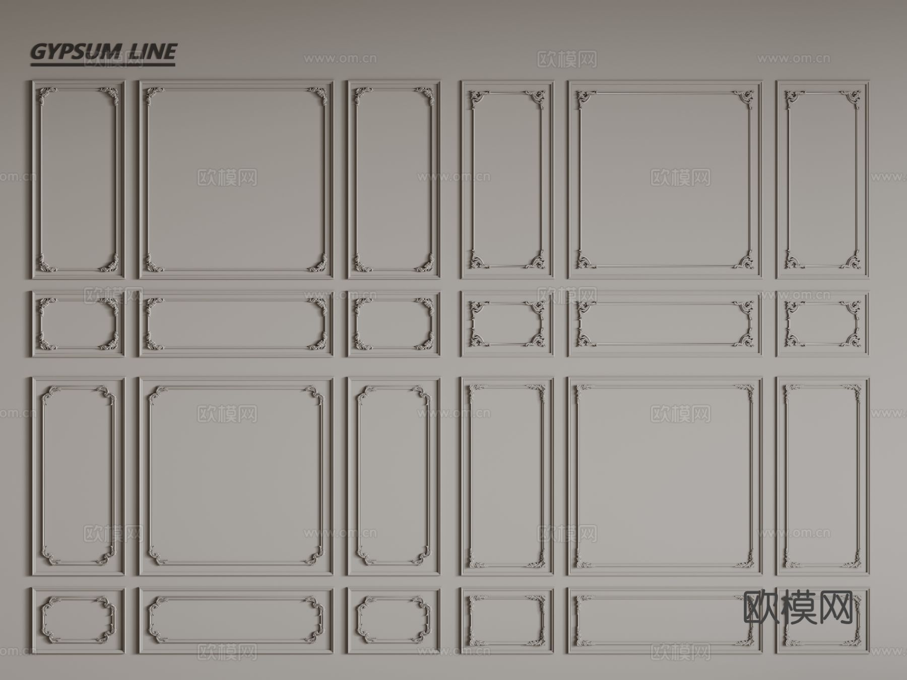 法式线条 石膏线 PU线条 墙裙3d模型