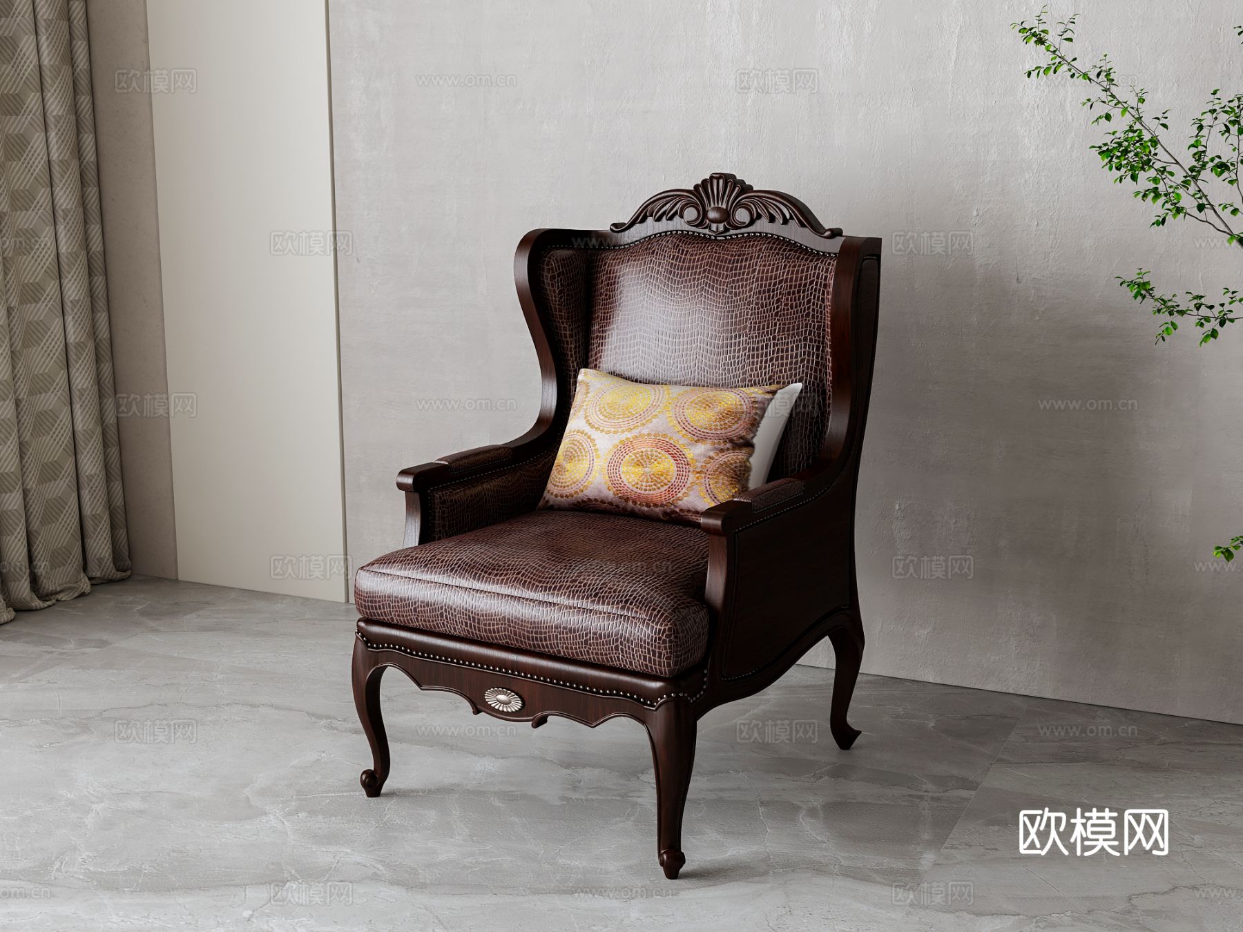 美式椅子 休闲椅3d模型下载