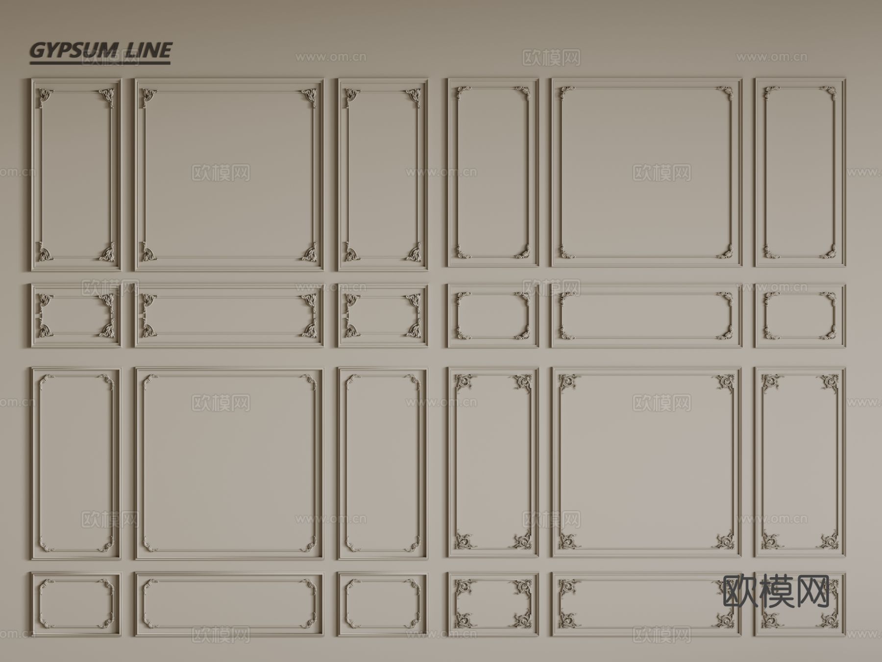 法式线条 石膏线 PU线条 墙裙3d模型