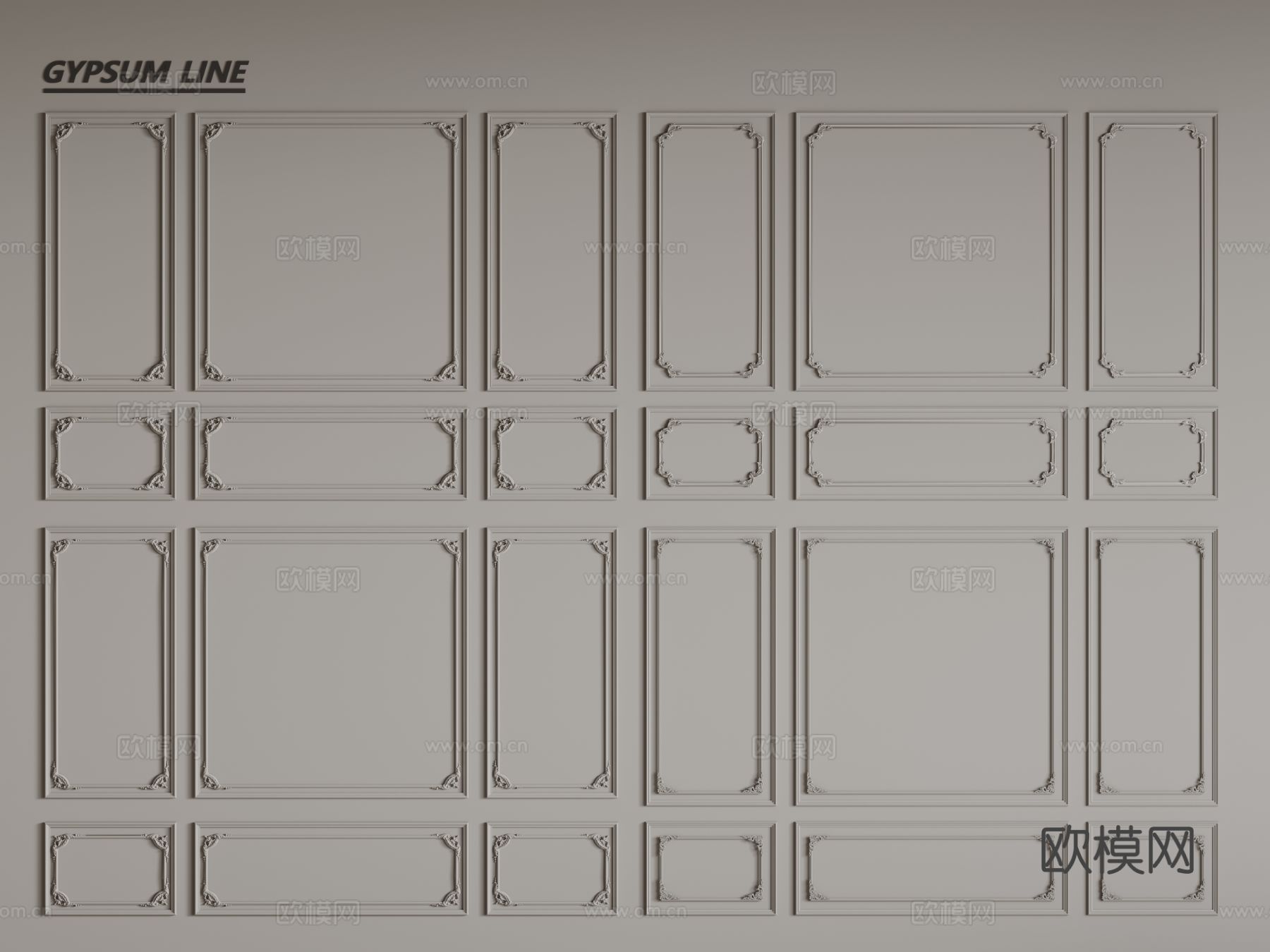 法式线条 石膏线 PU线条 墙裙3d模型