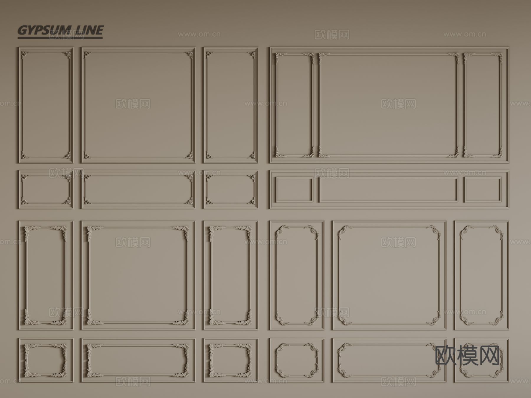 法式线条 石膏线 PU线条 墙裙3d模型