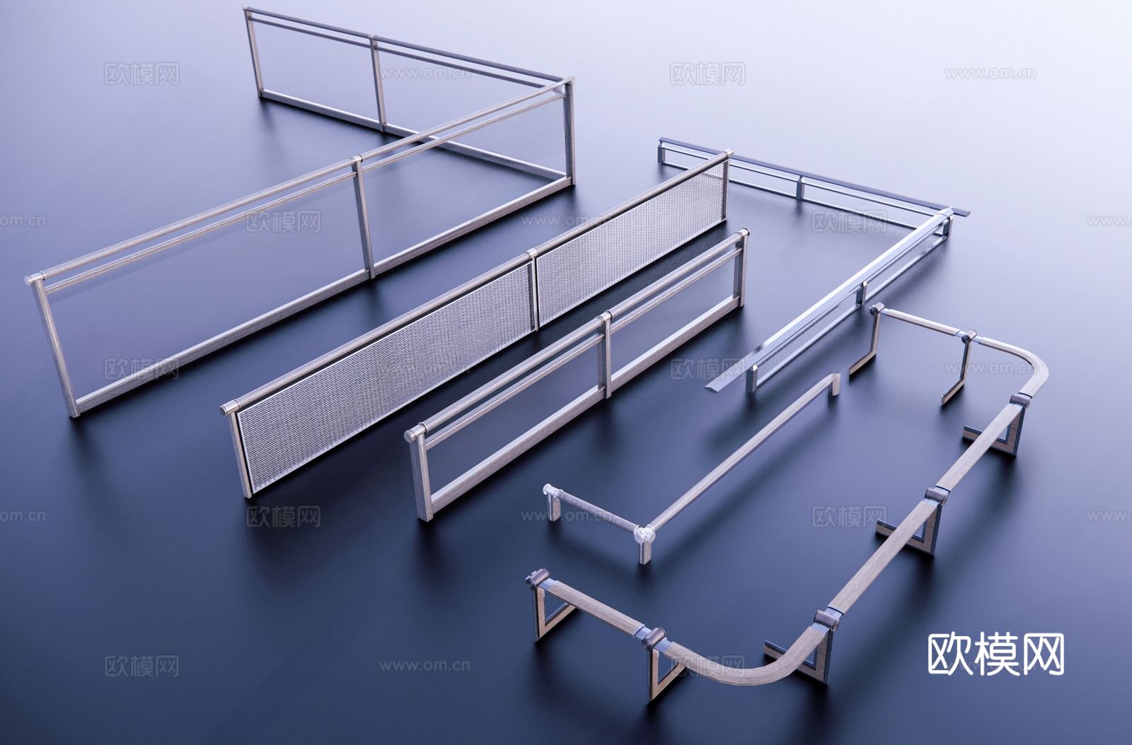 新中式栏杆 扶手 护栏3d模型