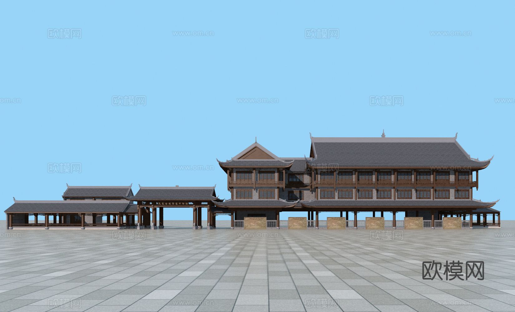 中式古建筑 阁楼 驿站3d模型