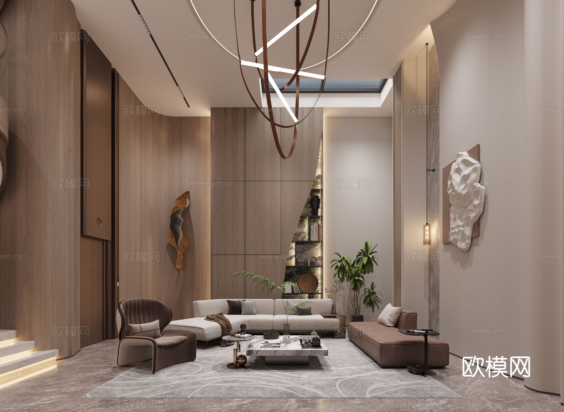 意式休闲室 娱乐室 地下室3d模型下载（渲染图1）