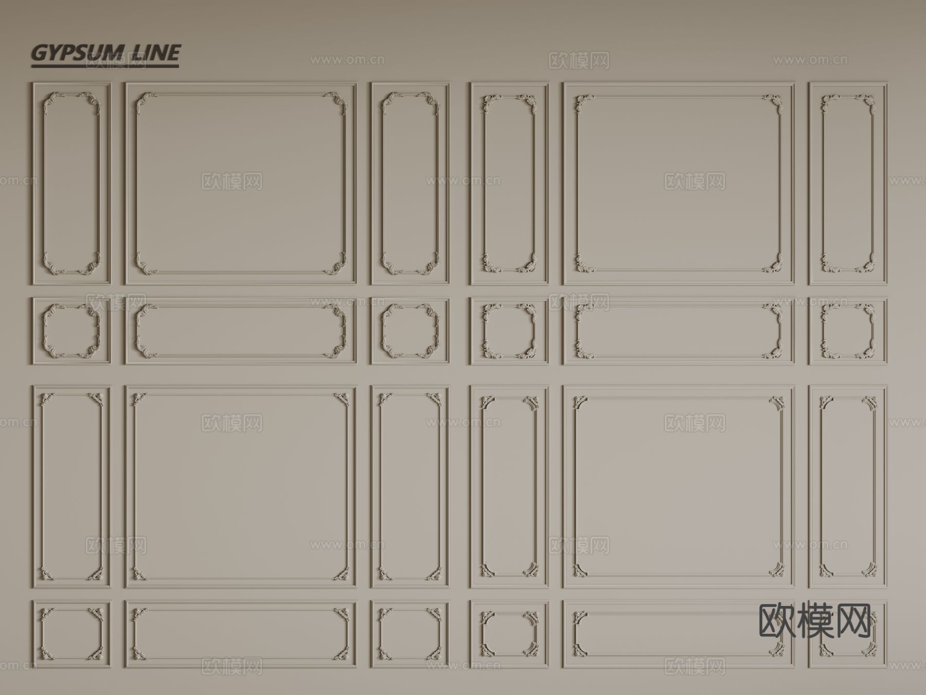 法式线条 石膏线 PU线条 墙裙3d模型