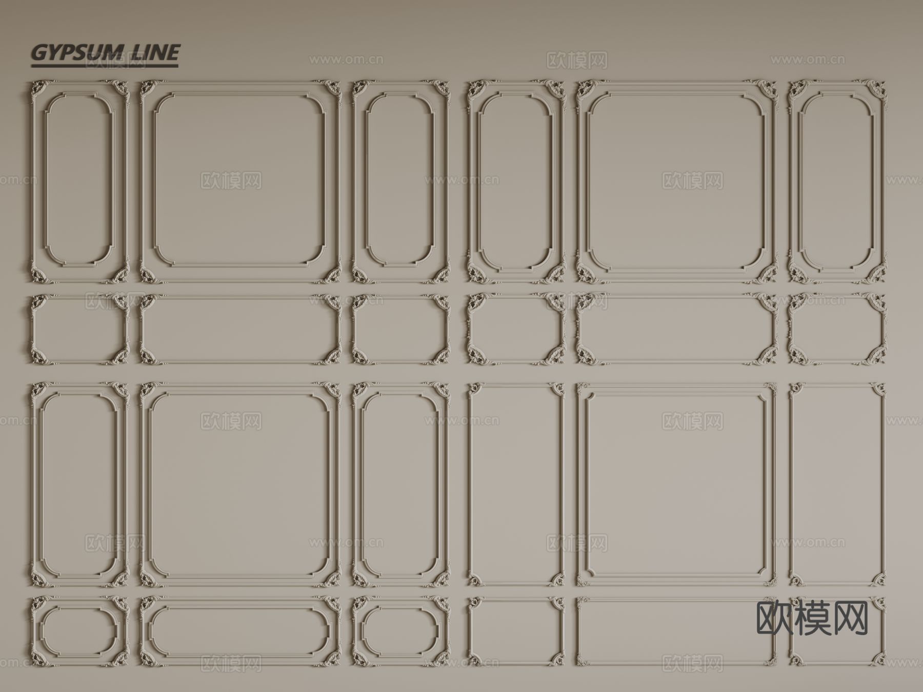 法式线条 石膏线 PU线条 墙裙3d模型