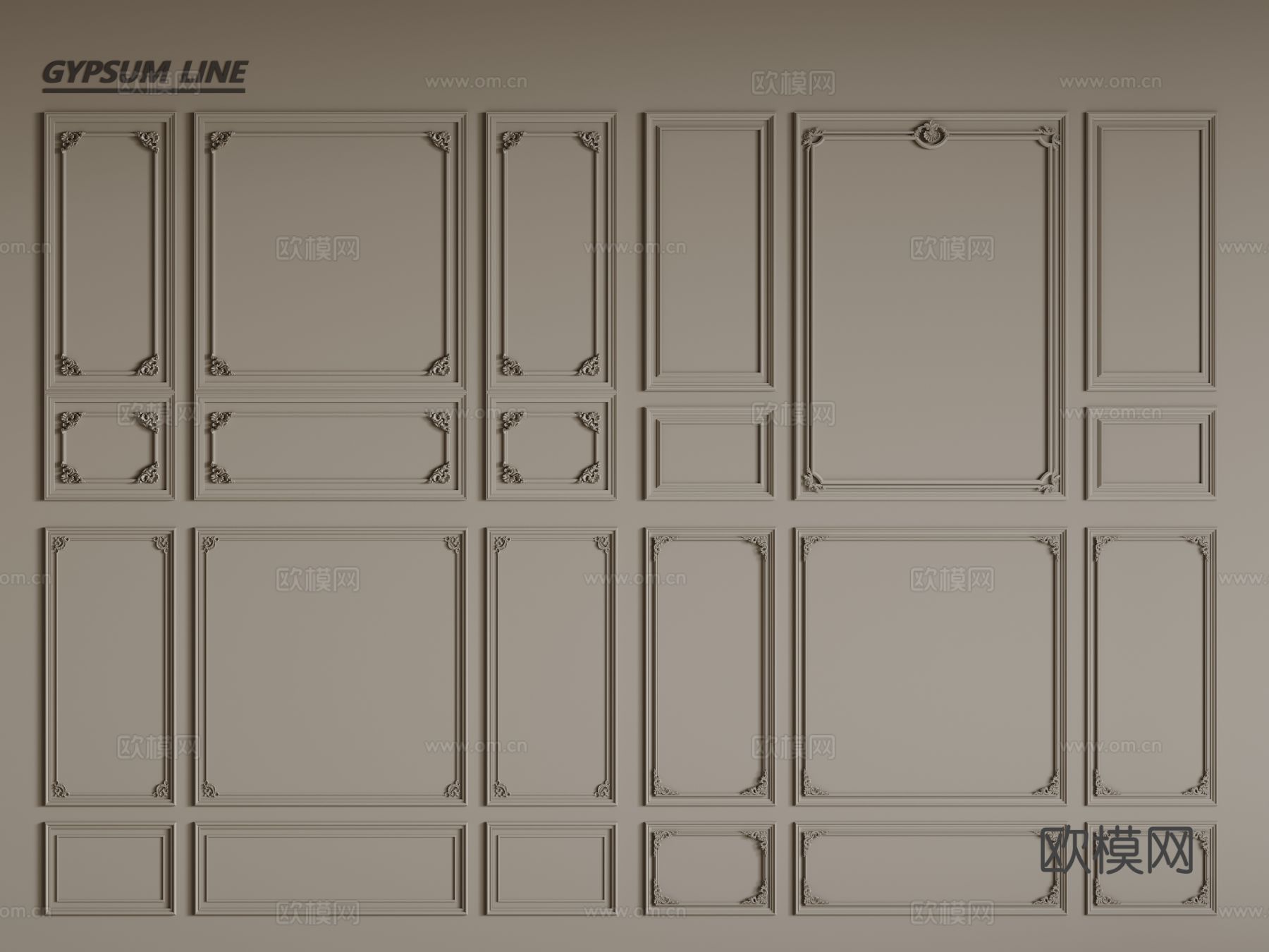 法式线条 石膏线 PU线条 墙裙3d模型