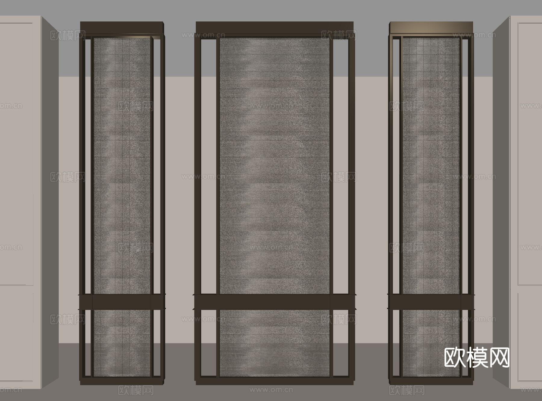 轻奢隔断 金属隔断 拉丝金属屏风su模型