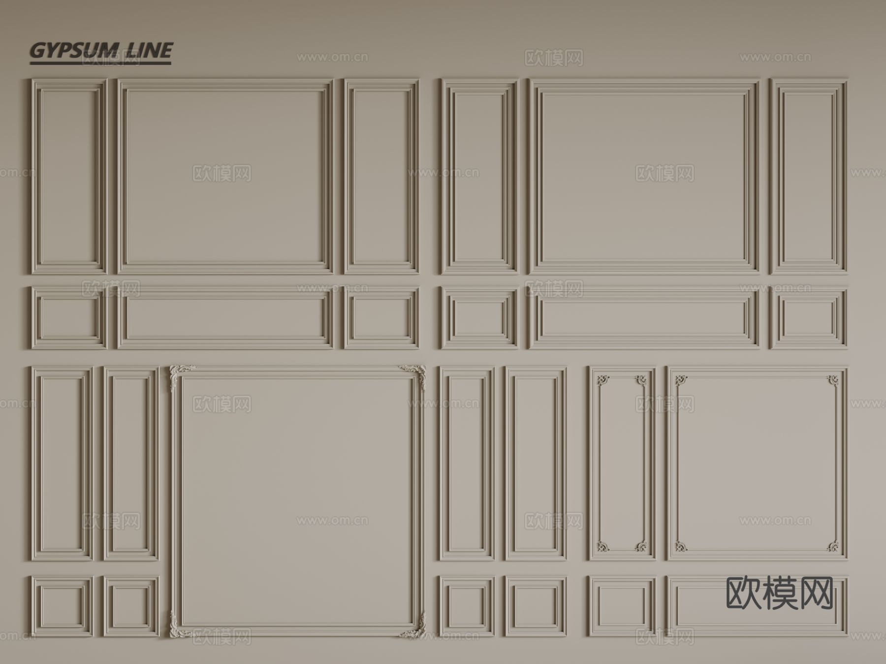 法式线条 石膏线 PU线条 墙裙3d模型