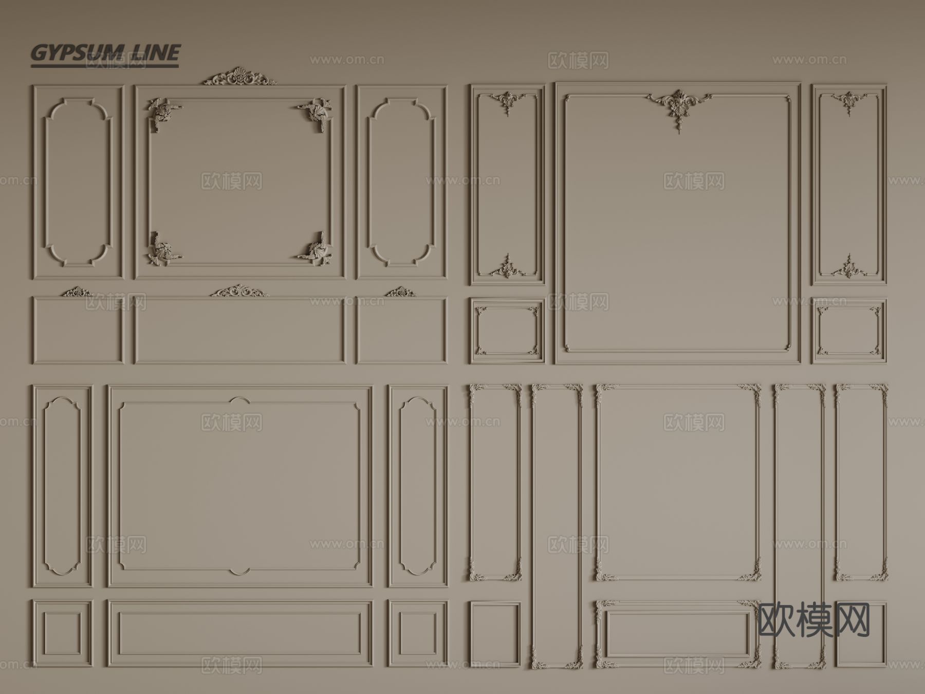 法式线条 石膏线 PU线条 墙裙3d模型
