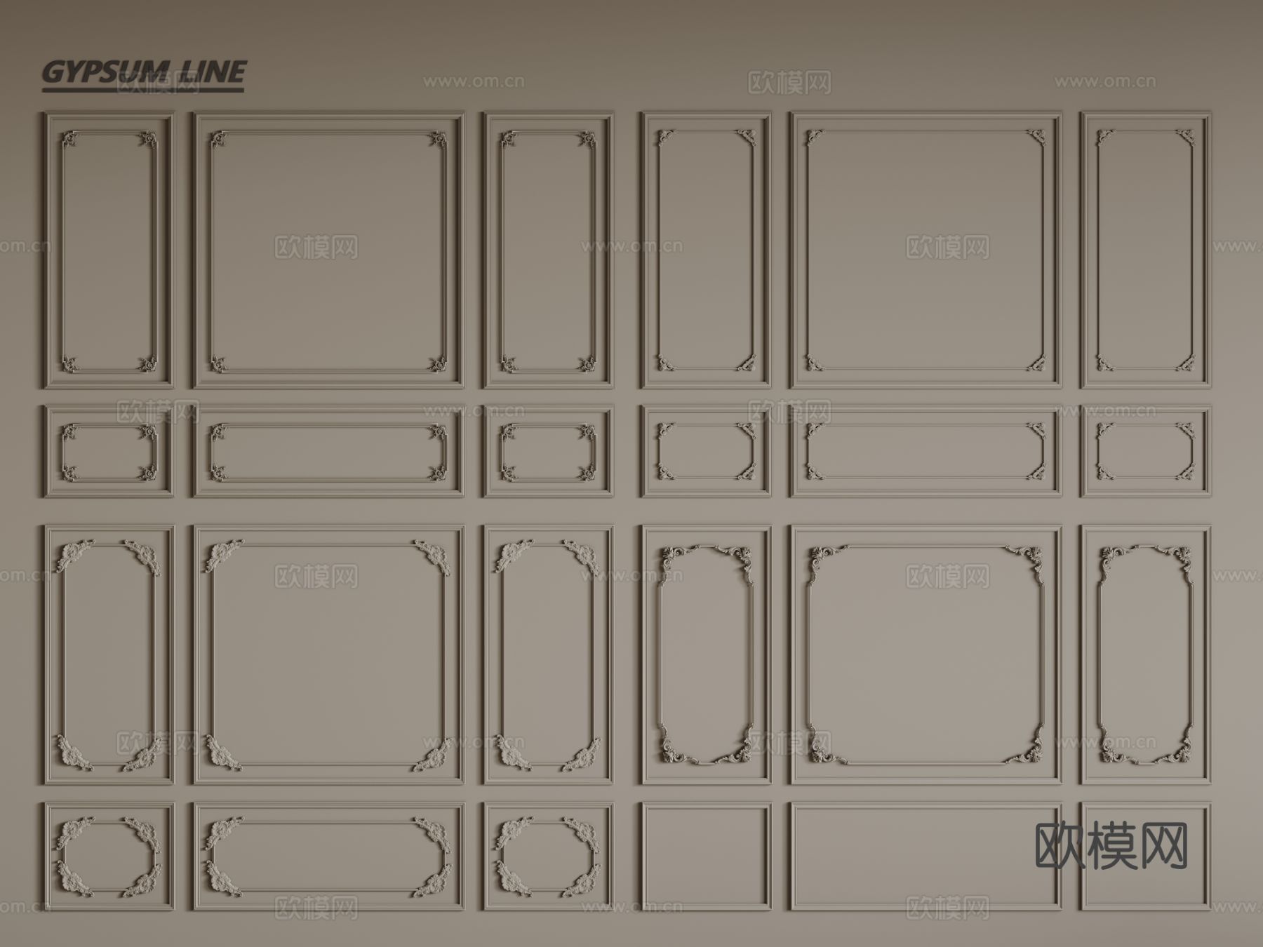 法式线条 石膏线 PU线条 墙裙3d模型