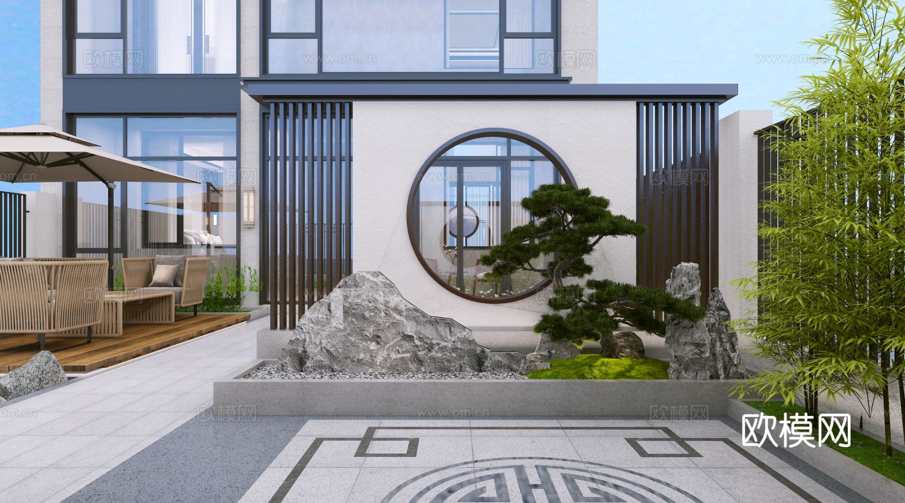 别墅庭院 花园3d模型下载（渲染图2）