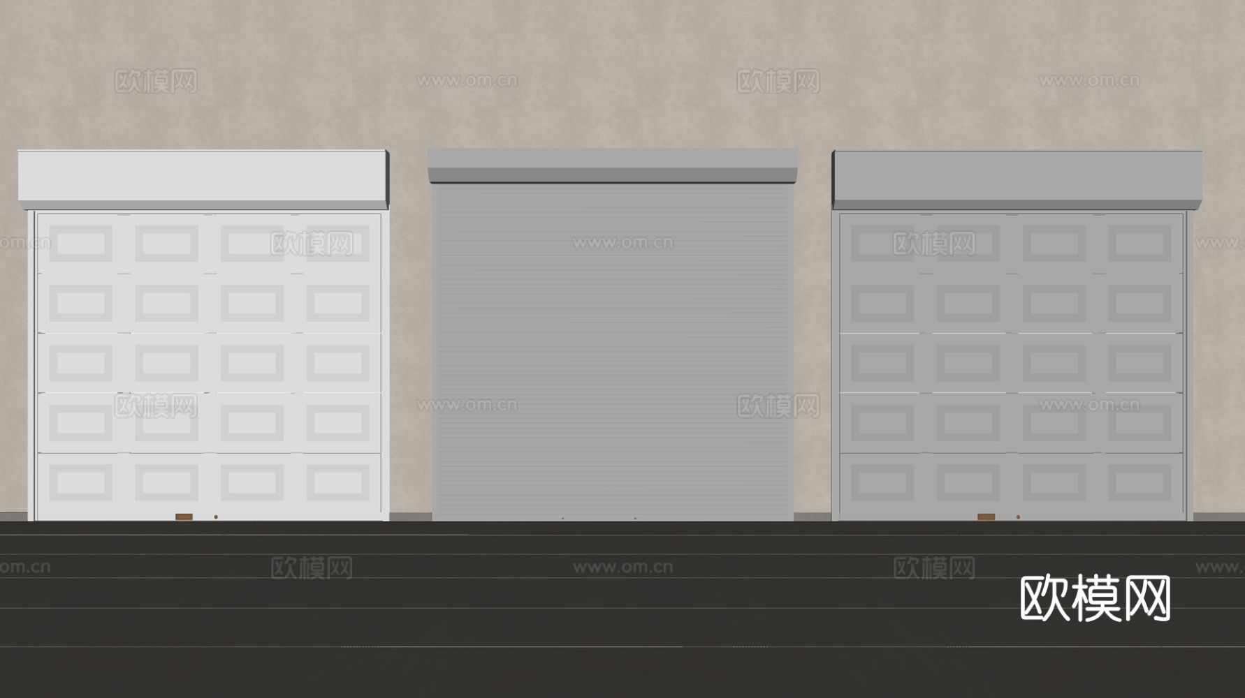 现代卷帘门 仓库门 车库门 车库大门su模型