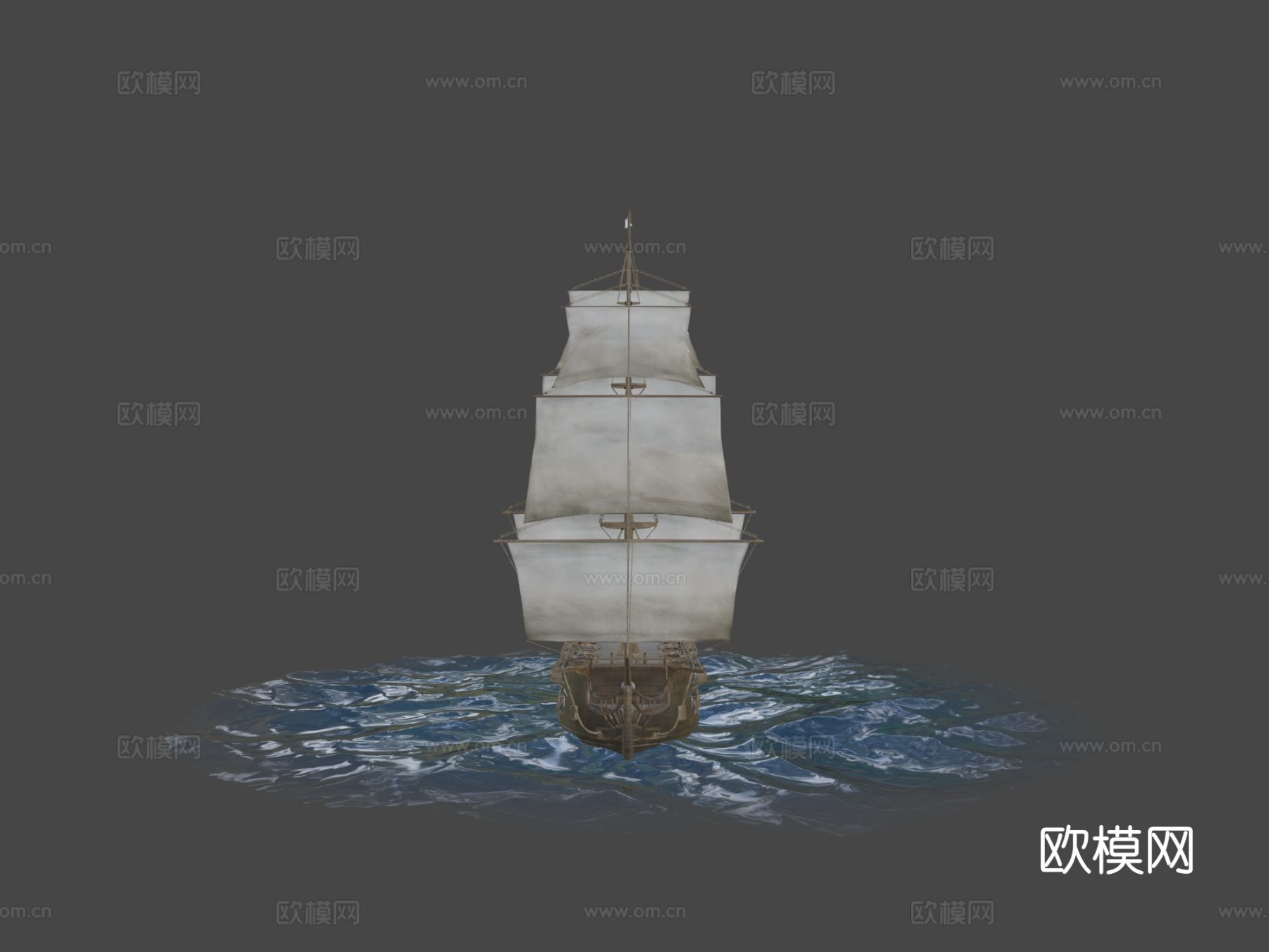 帆船 船只 海盗船 船帆3d模型下载（渲染图7）