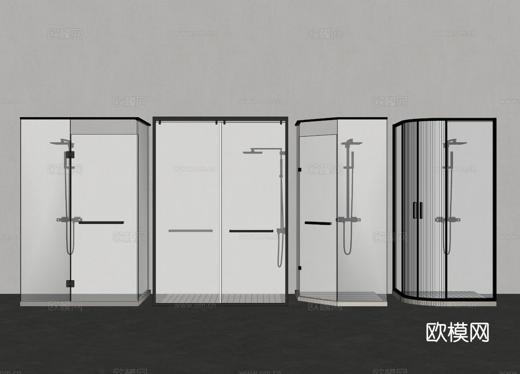淋浴房 浴室隔断su模型