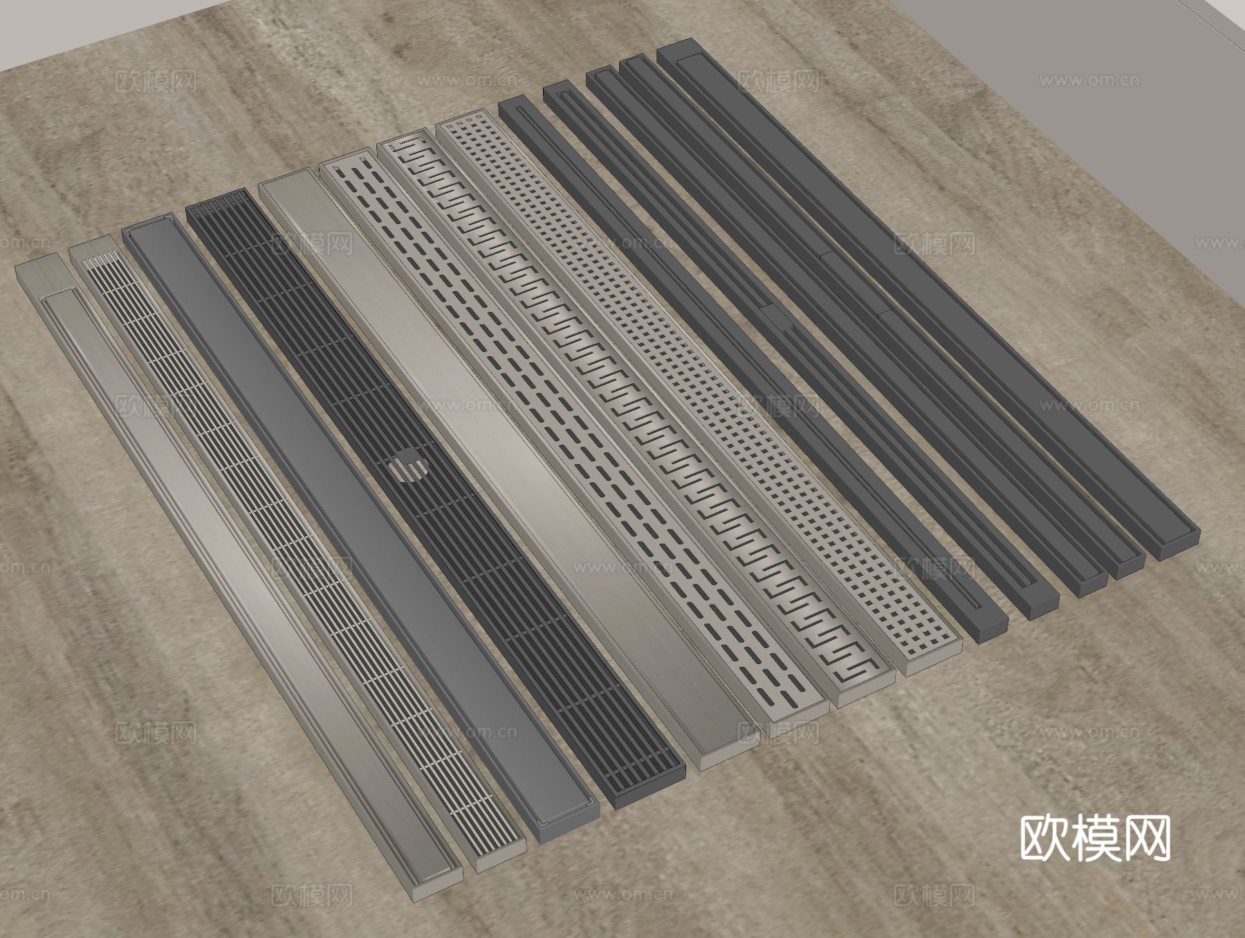 条形地漏 不锈钢地漏 排水槽 排水口su模型
