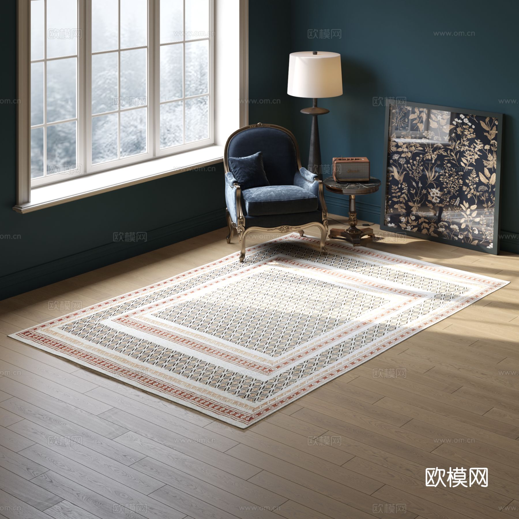 方形几何花纹地毯 2025版VR材质下载